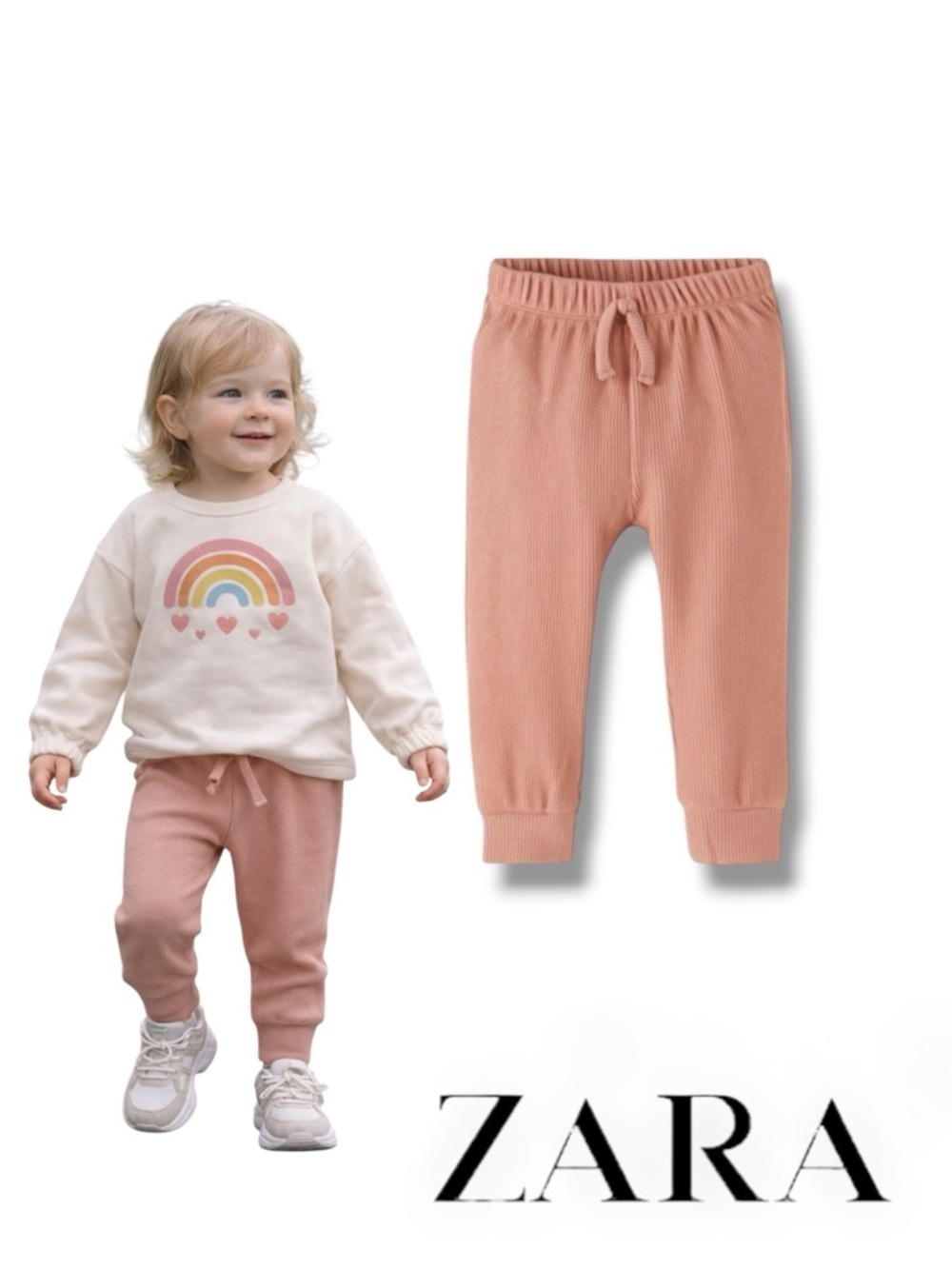 ZARA Kids Pink Ribbed Jogger Pants NWT Size 3T